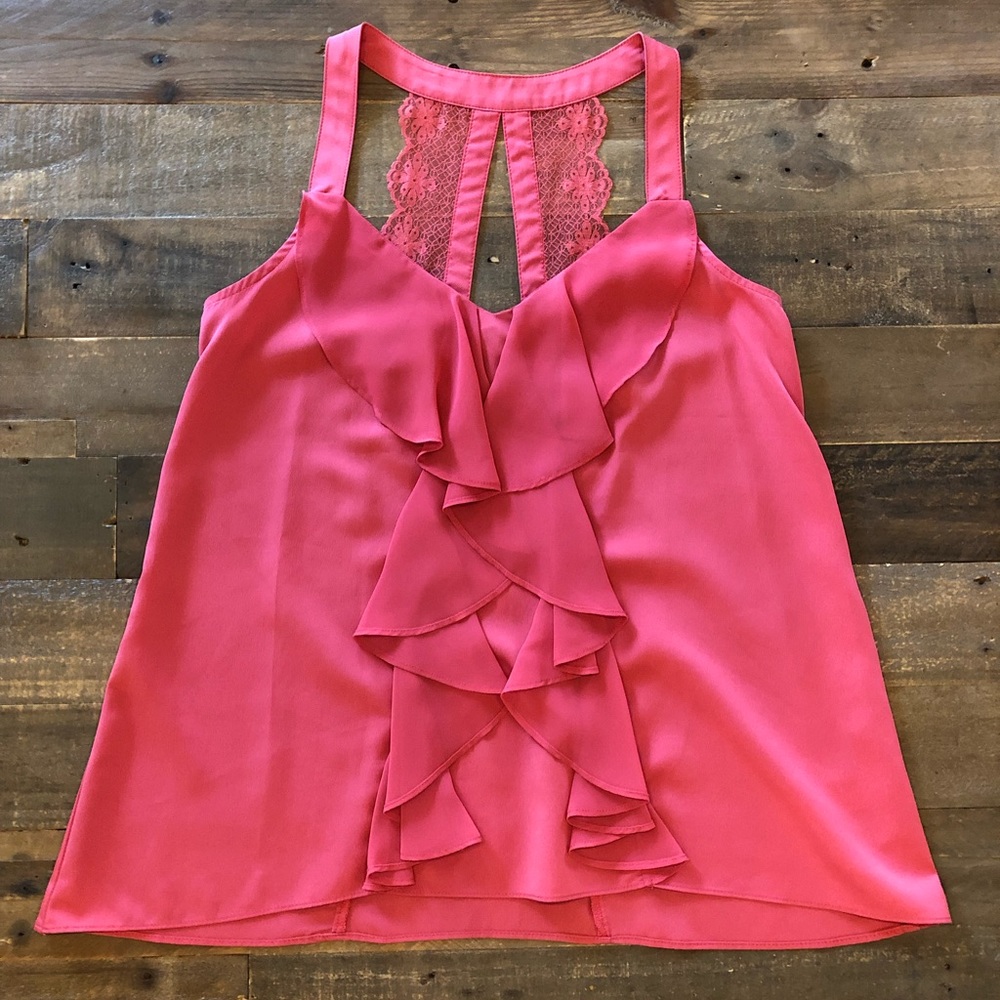 Sexy ruffled tank with lace back